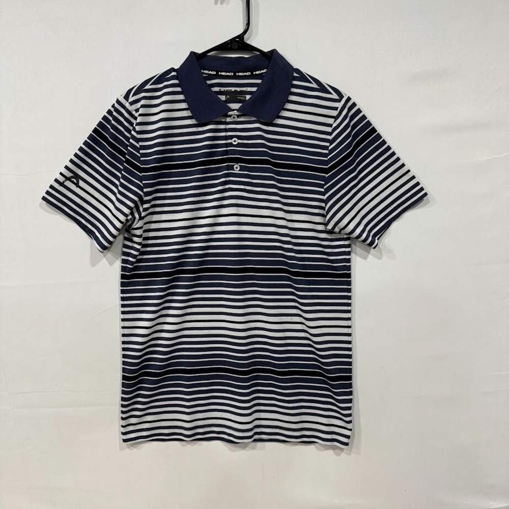 Head Polo Shirt Mens S Navy‎ White Stripe Athletic Golf Performance